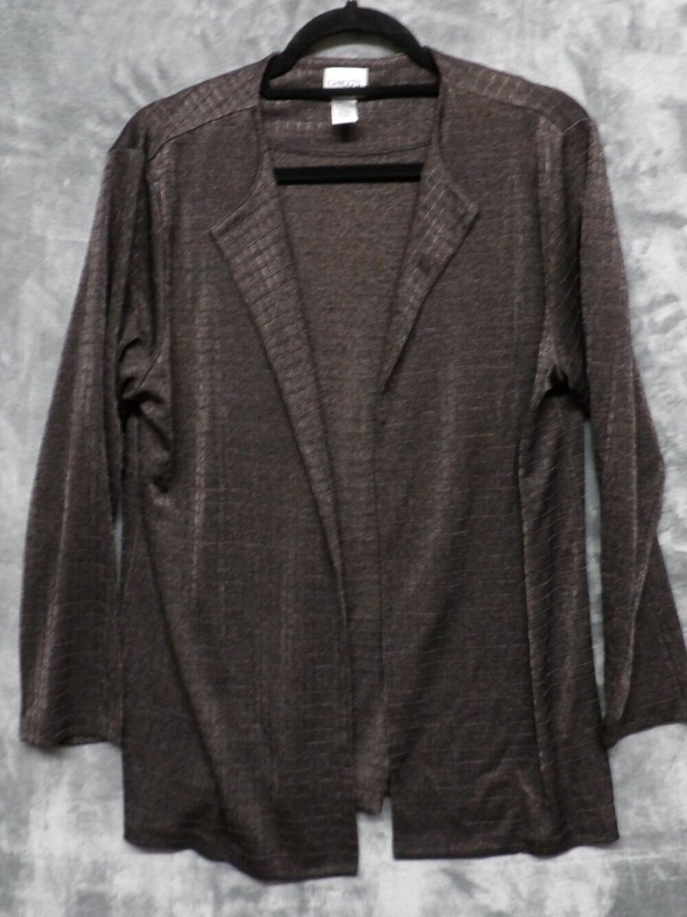 Chico’s Textured Brown Open Front Cardigan Size 2 (Lg) Lightweight Draped Jacket